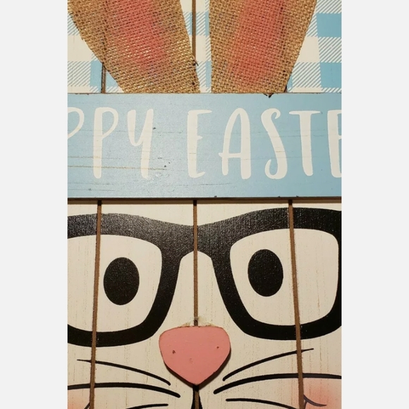Happy Easter Wood Sign Rabbit CUTE - Picture 6 of 11